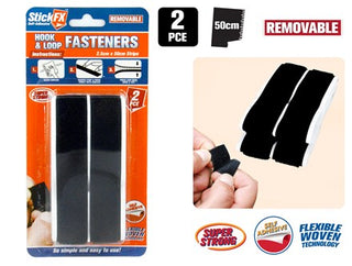 Hook and Loop 2 pce Tape 2.5x500mm Black