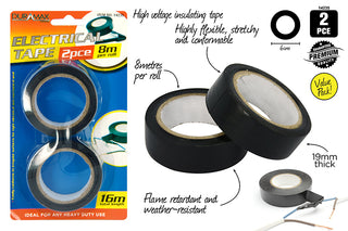 Electrical Tape 8m each Black (2 pack)