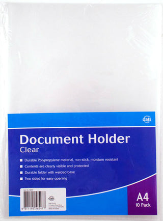 Document File Holder PP A4 10 Pack - Clear