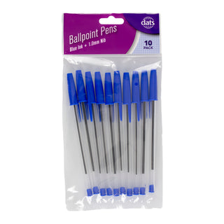 Pen Ballpoint Blue Ink 10pk