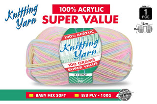 Knitting Yarn 8Ply 100g Baby Mx CDU/10