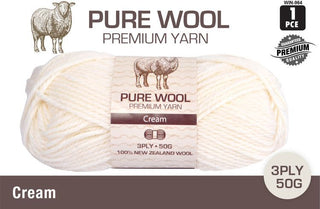 P/Wool Prem 3ply 50g Crm 12pc