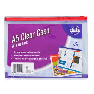Clear Case A5 w Zip Lock 5pk
