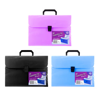 Expanding File Case A4 PP with Clip Lock Pink