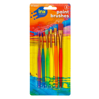 Paint Brushes Coloured 6pk