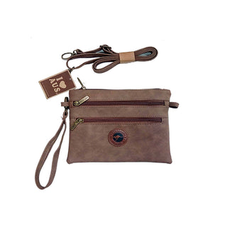 Outback Style 4 Zipper Brown Clutch Shoulder Bag
