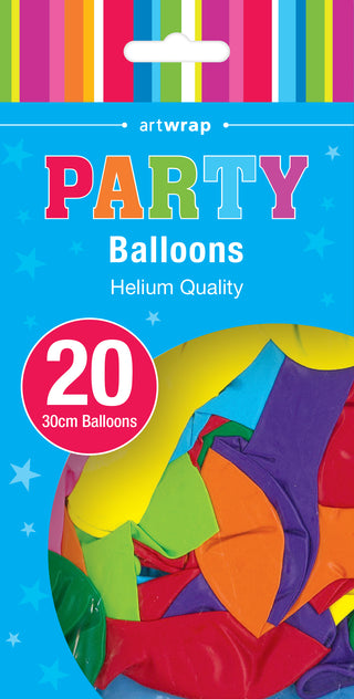Balloons 30cm Assorted Colours (20 pack)