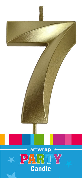Candle - Metallic Gold Single Number 7