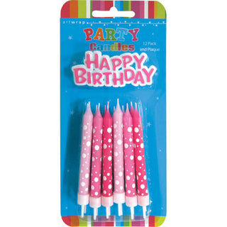Cndle 8cm w H/Bday Plaq Pinks