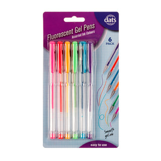 Gel Pens Fluorescent Ink 6pk