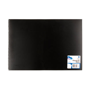 Diary Visual Art PP Black 110gsm A3 120pg Short Spiral