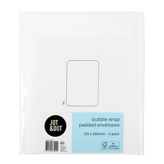 Envelopes White Bubble Wrap Padded 215 x 280mm (3 pack)