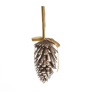 Champagne Pinecone with Velvet Ribbon