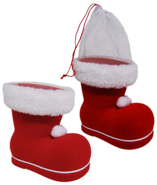 Christmas Red Flocked Candy Boot 12cm