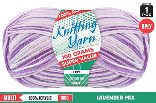 Knit Yarn 8ply Lavender 10pc
