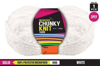 Chnky Knit Mf 3ply White 10pc