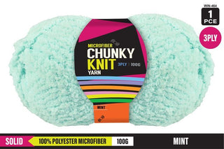 Chunky Knit Microfibre Yarn 3ply 100g Mint 10 pce