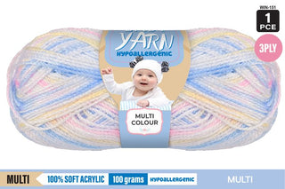 Baby Yarn Acrylic 3ply 100g Multi 10 pce