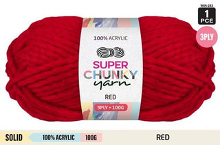 Super Chunky Yarn Acrylic 3ply 100g Red 10 pce