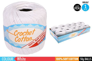 Crochet Cotton 50g White CDU/10