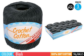 Crochet Cotton 50g Black CDU/10