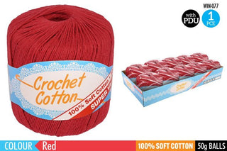 Crochet Cotton 50g Red CDU/10