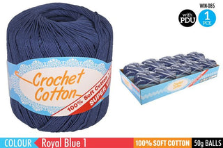 Crochet Cotton 50g Royal Blue CDU/10