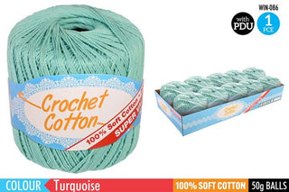 Crochet Cotton 50g Turquoise CDU/10