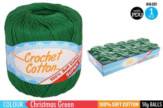 Crochet Cotton 50g Christmas Green CDU/10