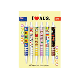 I Love Aust B/Point Pens 6pk