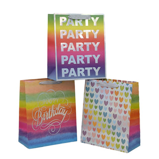 Gift Bags Rainbow Celebration 3 Assorted XLarge (12 pce)