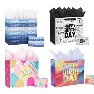 Gift Bags Happy Birthday Celebration 4 Assorted Medium (12 pce)