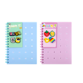 Notebook PP Cover Printed A5 Spiral with Charms 160 page Plain 2 Assorted
