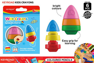 Rocket Shape Kids Crayon (6 Pack)