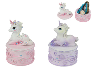 Unicorn Jewelled Pin Box 12cm