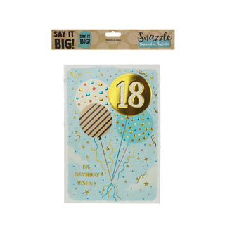Jumbo 18th Gold Birthday Card 29.7cm x 42cm