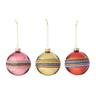 Gala Retro Stripe Baubles 3 Assorted