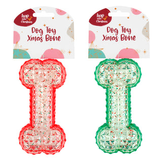Christmas Dog Toy Xmas Bone 15.5x8cm 2 Assorted