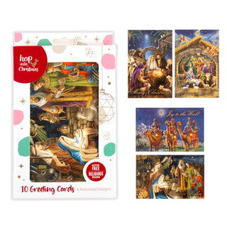 Christmas Cards Textured Foil Religious (10 Pack) 115x177mm