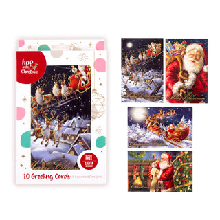 Christmas Cards Textured Foil Santa (10 Pack) 115x177mm