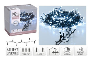 Christmas 192 LED White Lights B/O 14.4M