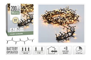 Christmas 200 LED Snake Lights Warm White B/O 4M