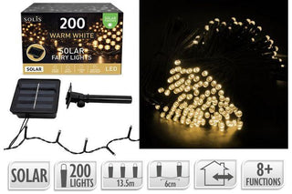 Christmas 200 LED Solar Fairy Lights Warm White 13.5M