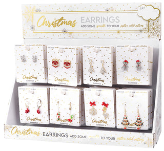 Christmas Dazzling Crystal Earrings 8 Assorted (CDU 48)