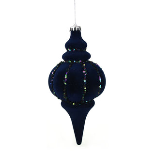 Christmas Dancer Prancer Navy Flocked Finial 25x12cm