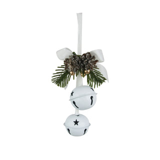 Christmas Dancer Prancer White Bells with Ribbon 2x5cm