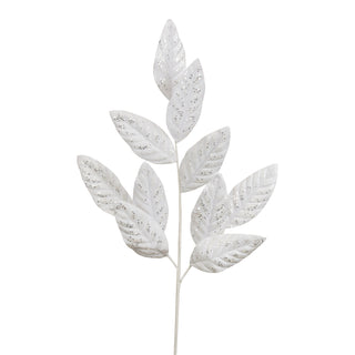 Christmas Dancer Prancer Large White Velvet Leaf Stem 78cm