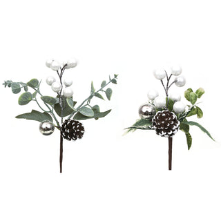 Christmas Dancer Prancer White Berry Picks 22cm 2 Assorted