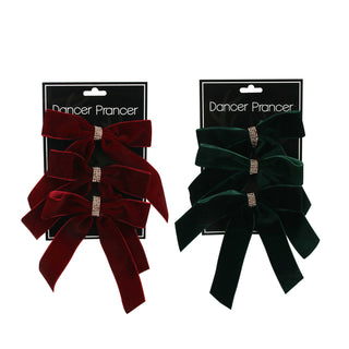 Christmas Dancer Prancer Bows with Diamonte Details (4 Pack) 2 Assorted