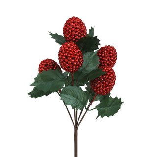 Christmas Dancer Prancer Red Glitter Holly Berry 34cm
